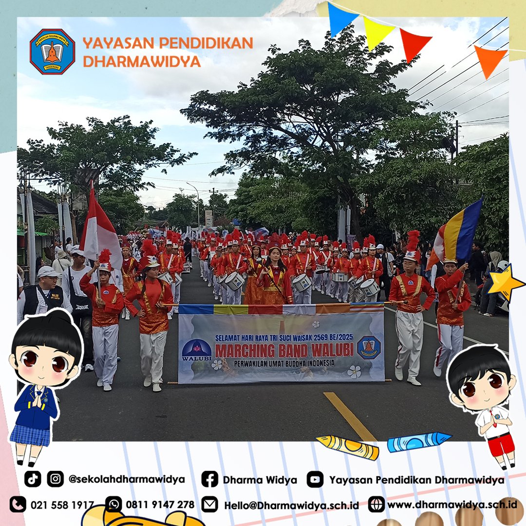 Marching Band Sekolah Dharma Widya Memeriahkan Prosesi Waisak Nasional 2569 BE: Harmoni Nada, Irama Bhakti